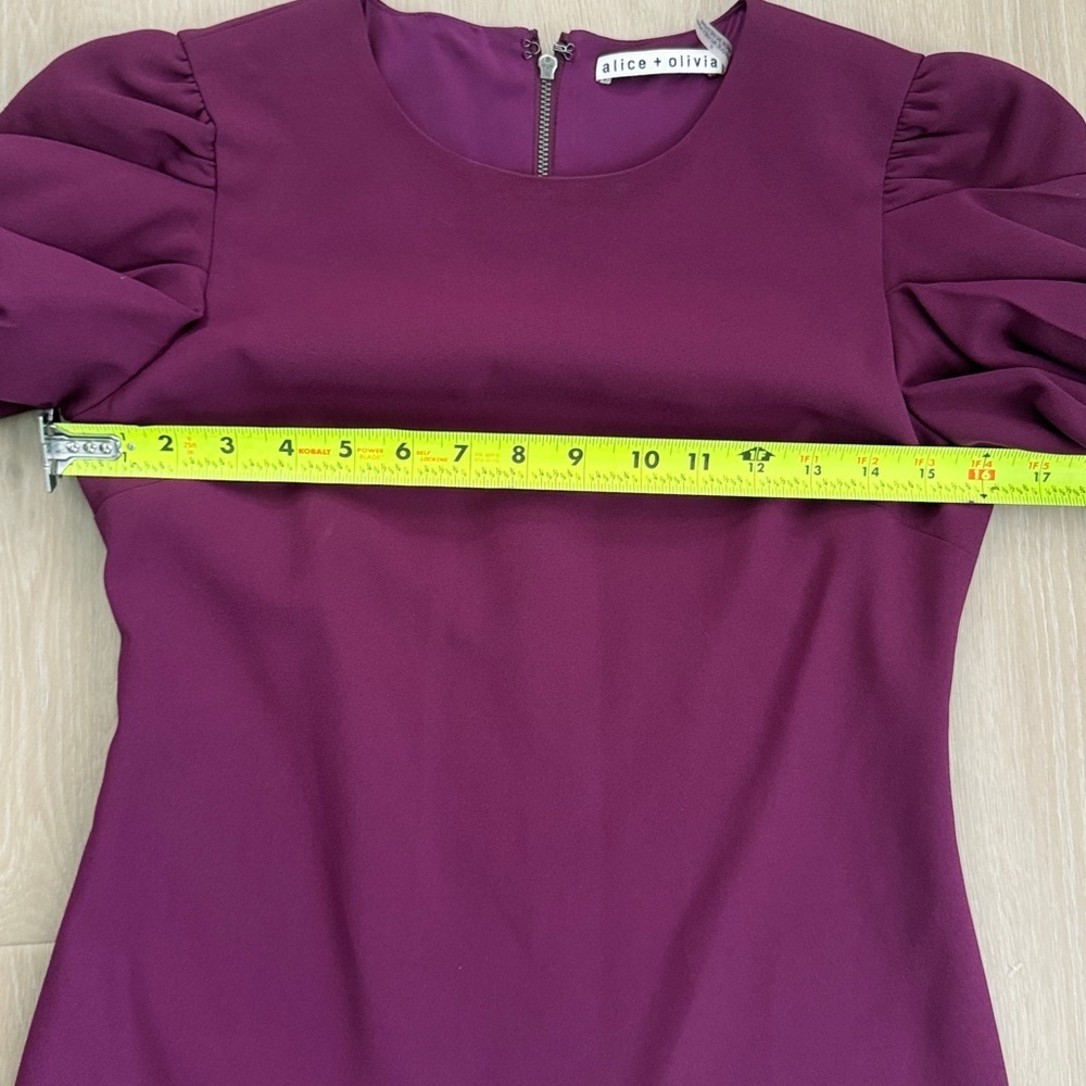 Alice + Olivia Hanita Purple Plum Puff Sleeve Dress Size 0 - Picture 4 of 8
